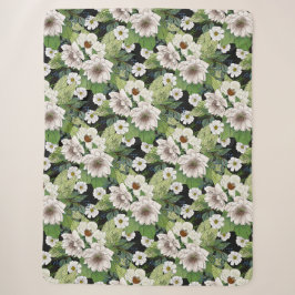 Weiße Blumen Sherpa-Decke Sherpadecke