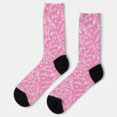 Weiße Blumen-Spitze auf rosa Hintergrund Socken (Linkes Detail)