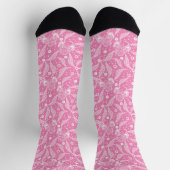 Weiße Blumen-Spitze auf rosa Hintergrund Socken (Oben)