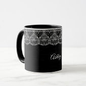 Weiße Blumen-Spitze Tasse (Vorderseite Links)