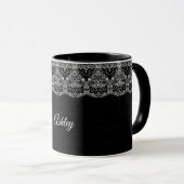 Weiße Blumen-Spitze Tasse (VorderseiteRechts)