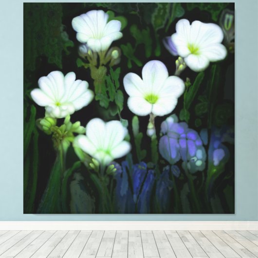 WEISSE BLUMEN STRETCHED CANVAS LEINWANDDRUCK (Insitu (Holzboden))