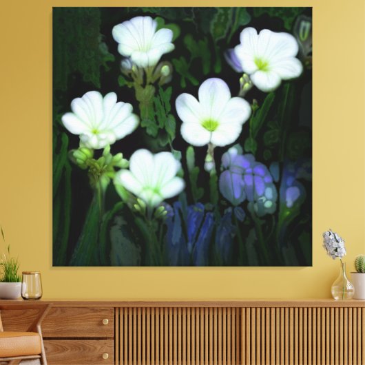 WEISSE BLUMEN STRETCHED CANVAS LEINWANDDRUCK (Insitu (Wohnzimmer))