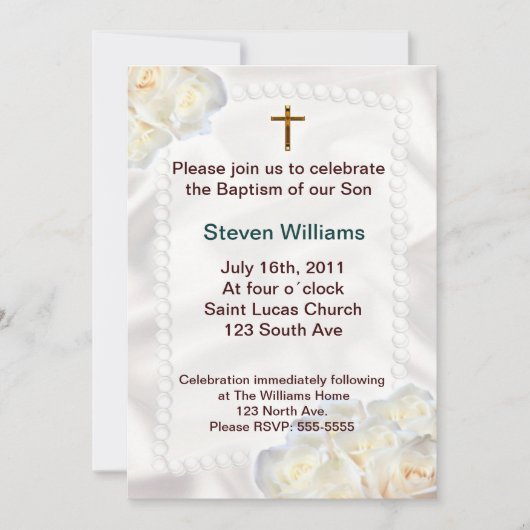 Weiße Blumen Taufe-Einladung Einladung (Vorderseite)