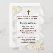 Weiße Blumen Taufe-Einladung Einladung (Vorne/Hinten)