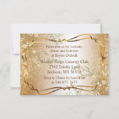 Weiße Blumen u. GoldGlitzer - Empfang Einladung (Rückseite)