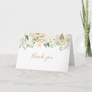 Weiße Blumen und Gold Hochzeit Dankeschön Karten