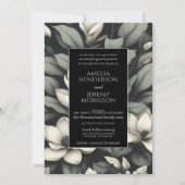 Weiße Blumen und Grün-Hochzeit Einladung (Vorderseite)