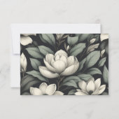 Weiße Blumen und Grün RSVP Karte (Rückseite)