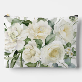 Weiße Blumen Vintage Elegante Hochzeit Kosmetiktas Zubehörtasche