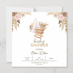 Weiße Blumenaquarell-Baby-Shower-Magnetkarte Magneteinladung