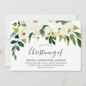 Weiße Blumencreme Schöne Christening Taufe Einladung (Vorderseite)