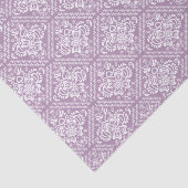 Weiße BlumenDamasken und Lila Hintergrund Seidenpapier (Ausschnitt)