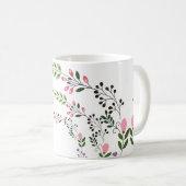 Weiße Blumendekoration Kaffeetasse (VorderseiteRechts)