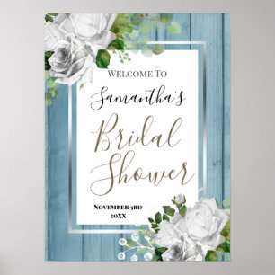 Weiße Blumeneheliche Begrüßungstafel Poster