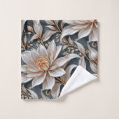 Weiße Blumenfantasie Badhandtuch Set (Waschlappen)