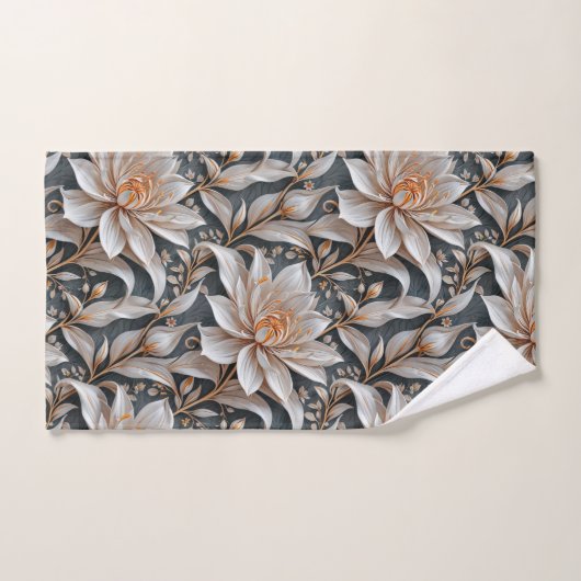 Weiße Blumenfantasie Badhandtuch Set (Handtuch)