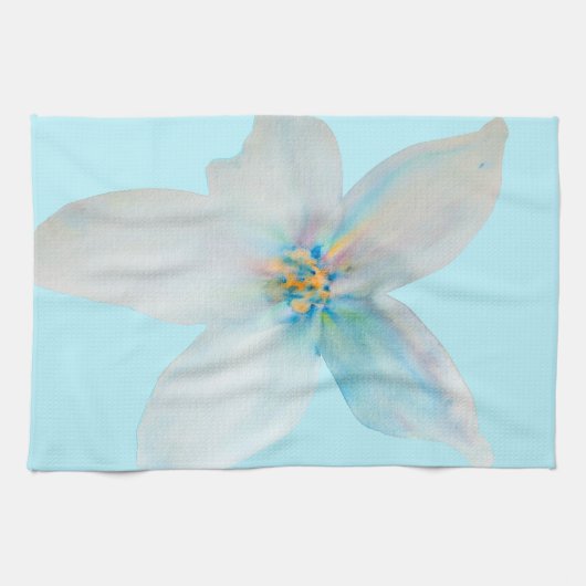 Weiße, blumenfarbene Blume Geschirrtuch (Horizontal)