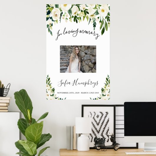 Weiße Blumenfeier, Zeichen des Lebens, Zeichen des Poster (Heimbüro)