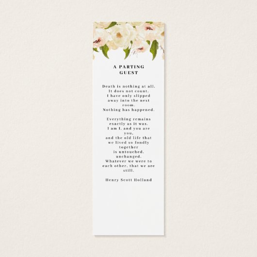 Weiße Blumenfeier zum Lesezeichen des Lebens (Rückseite)