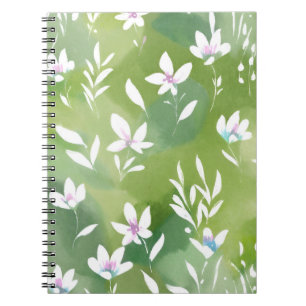 Weiße Blumenfelder   Elegante Frühlingsblumen  Notizblock