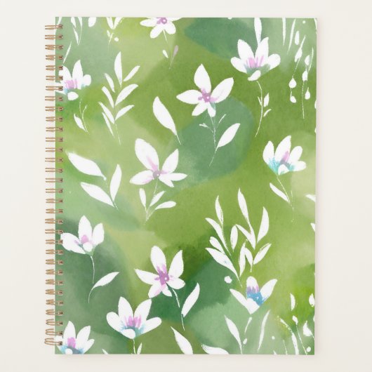 Weiße Blumenfelder | Elegante Frühlingsblumen Planer (Vorderseite)