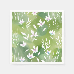 Weiße Blumenfelder Elegante Frühlingsblumen Serviette