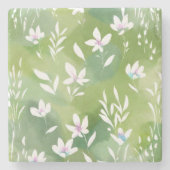 Weiße Blumenfelder | Elegante Frühlingsblumen Steinuntersetzer (Vorderseite)