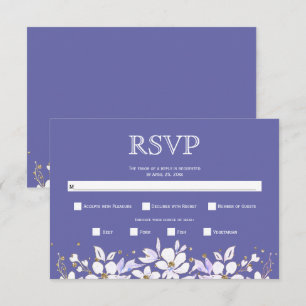 Weiße Blumengarten, blaue Hochzeit RSVP Karte