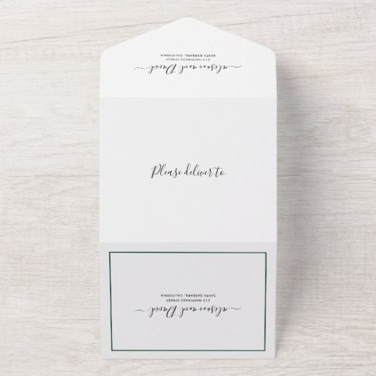 Weiße Blumengarten smaragdgrüne Hochzeit All In One Einladung (Außenbereich)