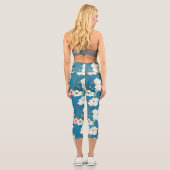 Weiße Blumengartenmuster Capri Leggings (Rückseite)