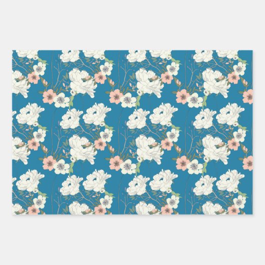 Weiße Blumengartenmuster Geschenkpapier Set (Vorderseite 2)