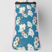 Weiße Blumengartenmuster Golf Headcover (Rotieren 90)