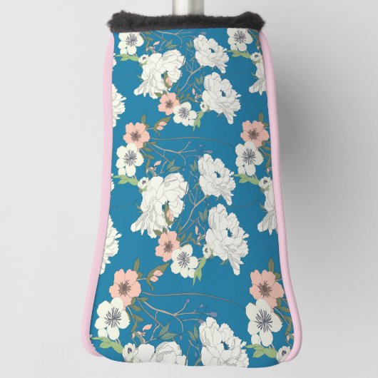 Weiße Blumengartenmuster Golf Headcover (Rotieren 90)