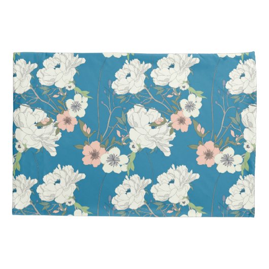 Weiße Blumengartenmuster Kissenbezug (Rückseite)