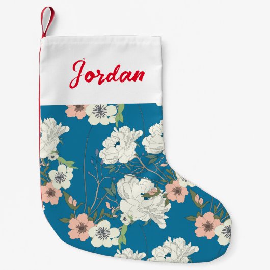 Weiße Blumengartenmuster Kleiner Weihnachtsstrumpf (Vorderseite)