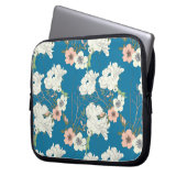 Weiße Blumengartenmuster Laptopschutzhülle (Vorderseite Links)