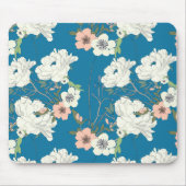 Weiße Blumengartenmuster Mousepad (Vorne)