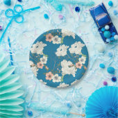 Weiße Blumengartenmuster Pappteller (Party)