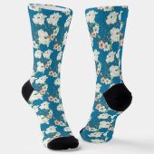 Weiße Blumengartenmuster Socken (Gewinkelt)
