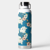 Weiße Blumengartenmuster Trinkflasche (Rückseite)