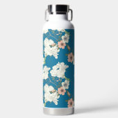 Weiße Blumengartenmuster Trinkflasche (Vorderseite)