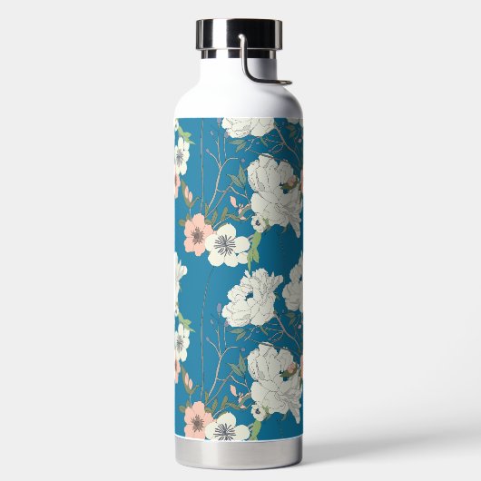Weiße Blumengartenmuster Trinkflasche (links)