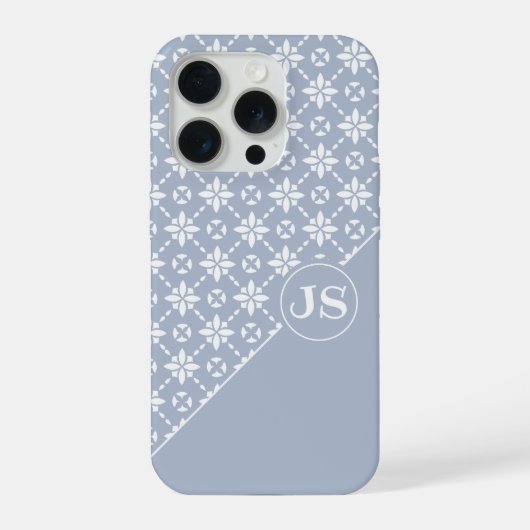 Weiße Blumengepattern auf staubblauem Hintergrund iPhone Hülle (Rückseite)
