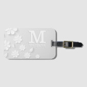 Weiße, blumengeprägte Namensinitialen personalisie Gepäckanhänger (Vorderseite (Horizontal))