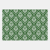 Weiße, blumengeschmückte Damaskus auf schwarz, rot Geschenkpapier Set (Vorderseite 3)