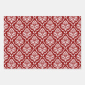 Weiße, blumengeschmückte Damaskus auf schwarz, rot Geschenkpapier Set (Vorderseite 2)