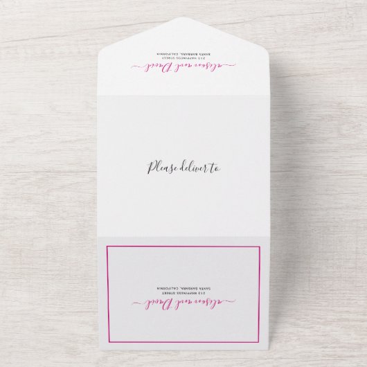 Weiße, blumengeschmückte Gärtnerei Magenta Hochzei All In One Einladung (Außenbereich)