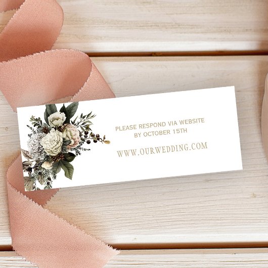 Weiße, blumengeschmückte Hochzeitskarte Mini Visitenkarte