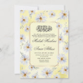 Weiße blumengeschmückte und gelbe islamische Hochz Einladung (Vorderseite)